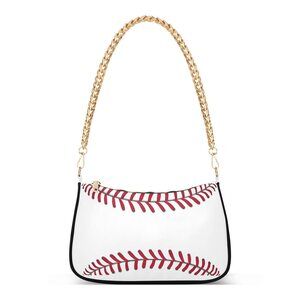 6867 Shoulder Bags Baseball Sports Ball Chain Strap Zipper Tote Handbag